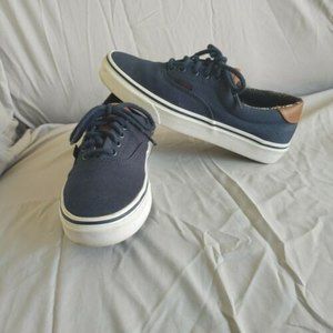 Men's Vans Era 59 C&L Dress Blue Shoes Brown Leather Accents - Mens Size 7